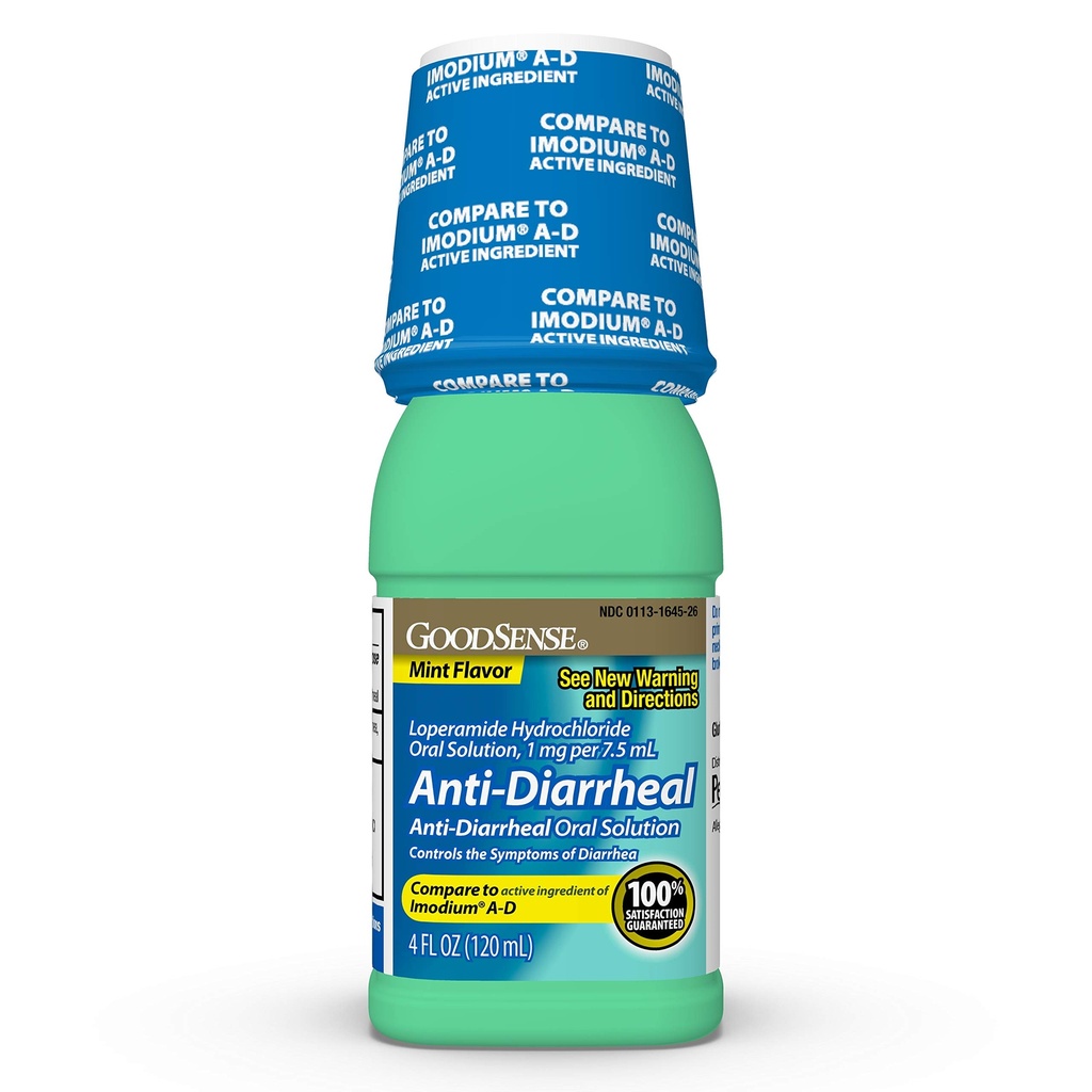 Dobrý zmysel proti hnačke, Loperamid Hydrochlorid perorálny roztok, 1 mg na 7,5 ml, mincovňa, 4 Fl Oz