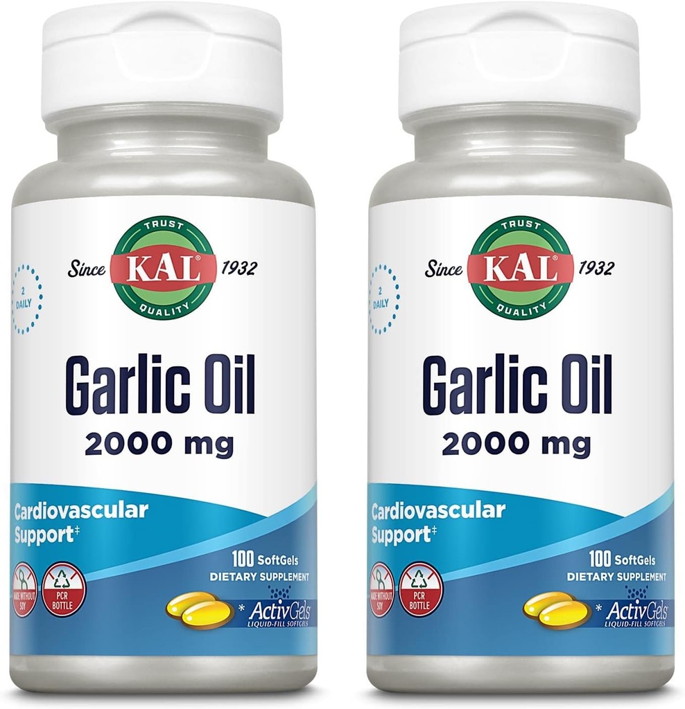 KAL cesnakový olej 2000 Softgels, 100 gróf 