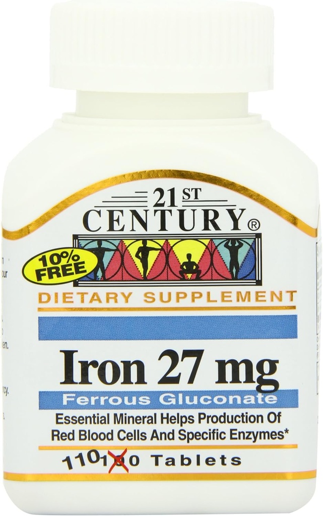 21st Century Železo 27 Mg Ferrous Gluconate Tablety, 110 grófov (Pack of 2)