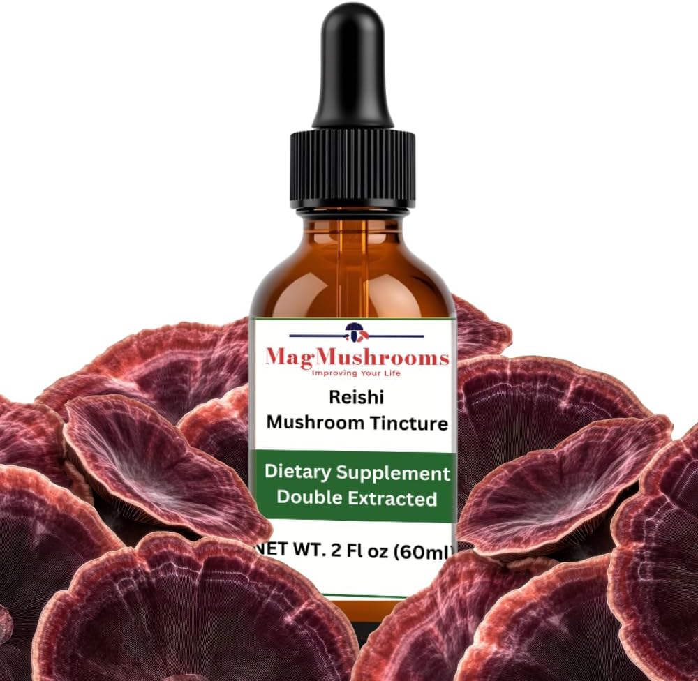 Reishi Tincture, Daily Supplement, Double Extracted for High Potency, 2 Fl oz, 60 dávok
