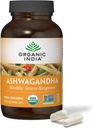ORGANICKÉ INDIA Ashwagandha Kapsule - Organické Ashwagandha Supplement - Vegan Ashwagandha Root, Gluten-free, Kosher, Non-GMO, podporuje zmiernenie stresu, energie a spánku - 180 Kapsule
