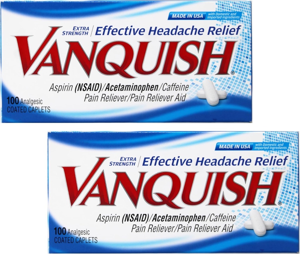 Vanquish Extra sila bolesti hlavy a úľava od bolesti, s acetaminofénom, aspirínom, a kofeínom 