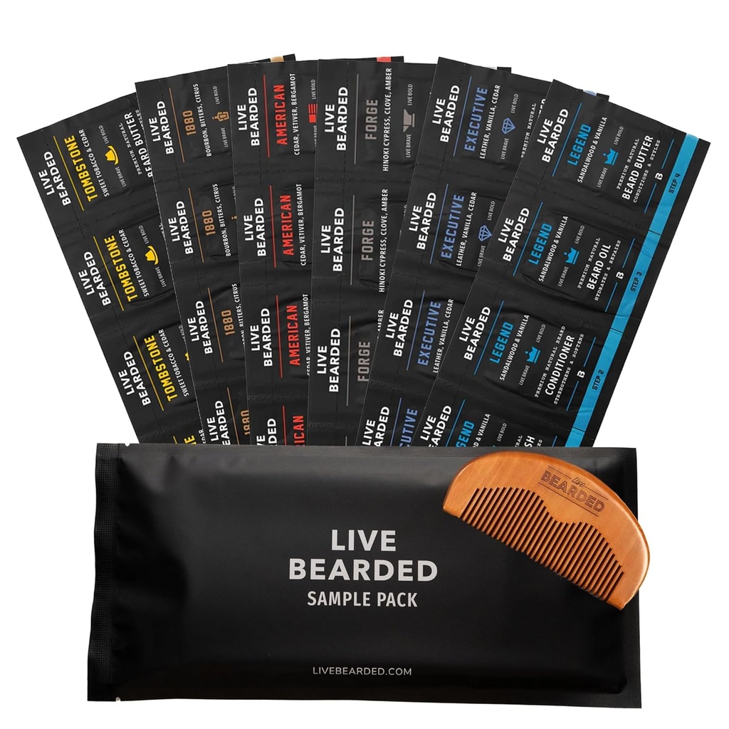 Živý medvedí olej a maslo grooming Kit Sample Pack s Comb, Bonus Darček - All-Natural Ingredients Shea, Argan, Jojob - Podpora rastu - Made in the USA