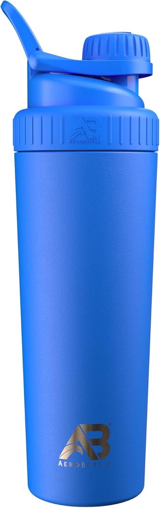 AeroBottle Cryo Shaker Cup, Izolovaná nerezová oceľ Fľaša s vodou a proteínom Shaker, mieša bielkoviny a pred tréningom s Turbulentné miešacie technológie, bez miešacej gule alebo Wisk, 26oz, Artic Sea Blue