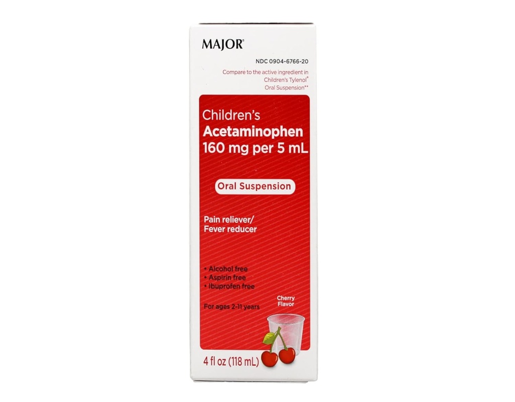 Major Detská acetaminofén Cherry 4 Ounce
