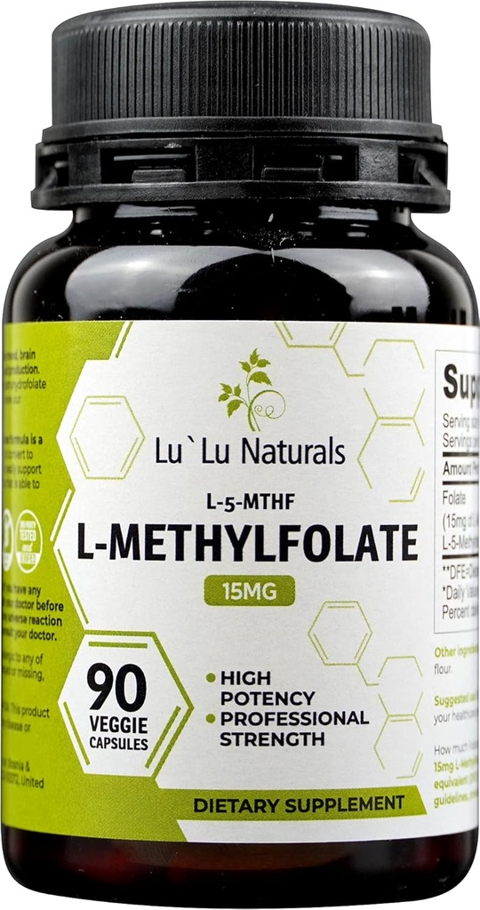 Lu'Lu Naturals L-metylfolate 15mg Optimalizovaná a aktivovaná kyselina listová. 90 Veggie Caps Metylfolát, L-5-mthf