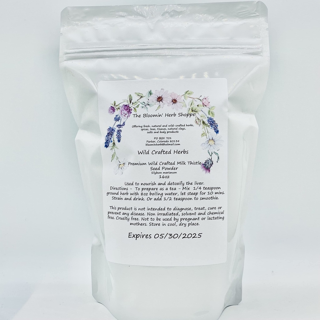 Liphortcta Wildcrafted Milk Thitle Seed Powder 16oz Pound Raw Silybum Marianum The Bloomin Herb Shoppe Pure Aromatic Potent Pečeň hromadne