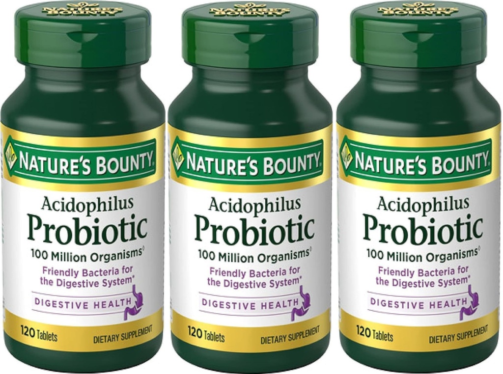 Nature's Bounty Acidophilus Probiotic , 120 Počet (Pack of 3)