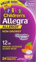 Allegra Detská 12-hodinová alergia Úľava na perorálne rozpustené tablety, nedrvivá indoorová a vonkajšia alergia, 30 mg Fexofenadínu HCI Antihistaminika pre deti, Orange Cream Flavor, 24-Count