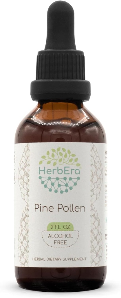 HerbEra Pine Pollen B60 Alkohol Voľný bylinný extrakt Tinktúra, koncentrované kvapalné kvapky prírodné (Song Hua Fen, Scots Pine, Pinus Sylvestris) 2 fl oz