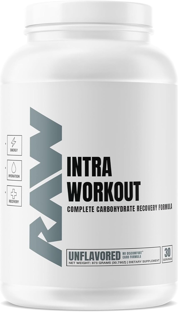 RAW Intra Workout Supplement Powder, unflavred - Intra doplnok pre hydratáciu, Mental Focus, Energia, & Cvičenie zotavenie - Intra cvičenie Powder, ktorý zvyšuje výkon a vytrvalosť - 30 Servivné