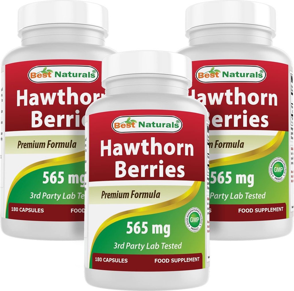 Najlepšie Naturals Hawthorn Berry 565 mg 180 Kapsule (180 Počet (Pack of 3))