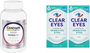 Centrum Minis Silver Ženy Multivitamín pre ženy 50 Plus, Multiminerálny doplnok s vitamínom D3, B Vitamíny, non-GMO zložky, podporuje pamäť a kognitívne u starších dospelých - 280 Ct & Clear Eyes, citlivé oči, očné kvapky, 0.5 Oz, 2 balenie