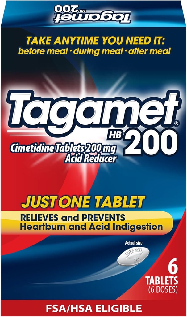 Tagamet HB 200 mg Kyselina cimetidínová Redukcia a úľava od pálenia záhy, uľavuje a zabraňuje tráveniu, počet 6