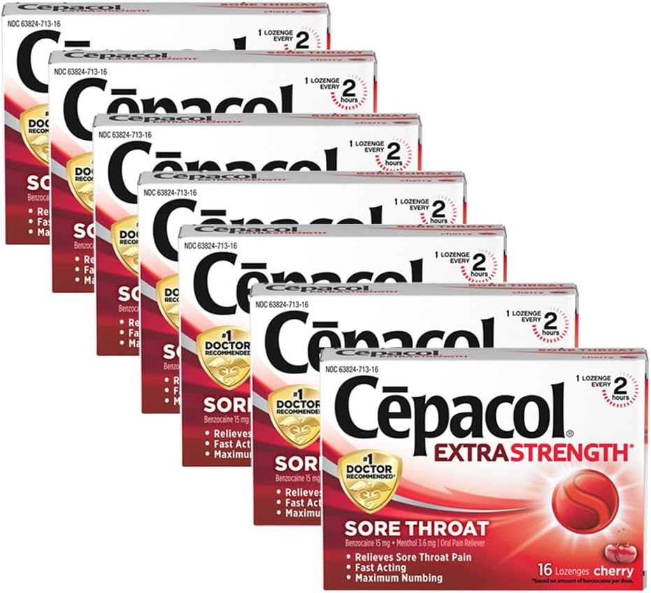 Cepacol Maximálna sila Throat Drop Lozenges, Cherry, 16 Počet (Pack of 7)