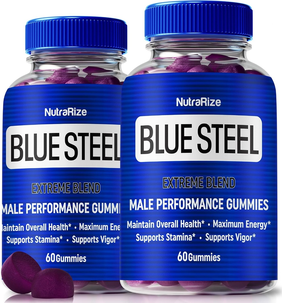 (2 balenia) Blue Steel Gumies pre mužov, Denná výživa zvýšiť dôveru a celkové zdravie, Všetky prírodné doplnok k podpore vrcholový výkon, oficiálne mužské Gummy, BlueSteel Recenzie (120 Gummy)