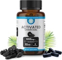 Aktivované Charcoal kapsuly 1200 MG, 60 Veg Caps, 30-Days Premium Detox & Digestive Support, Gas & Bloating Relief, Organic Coconut Shell Charcoal, Gut Health, USA Made.