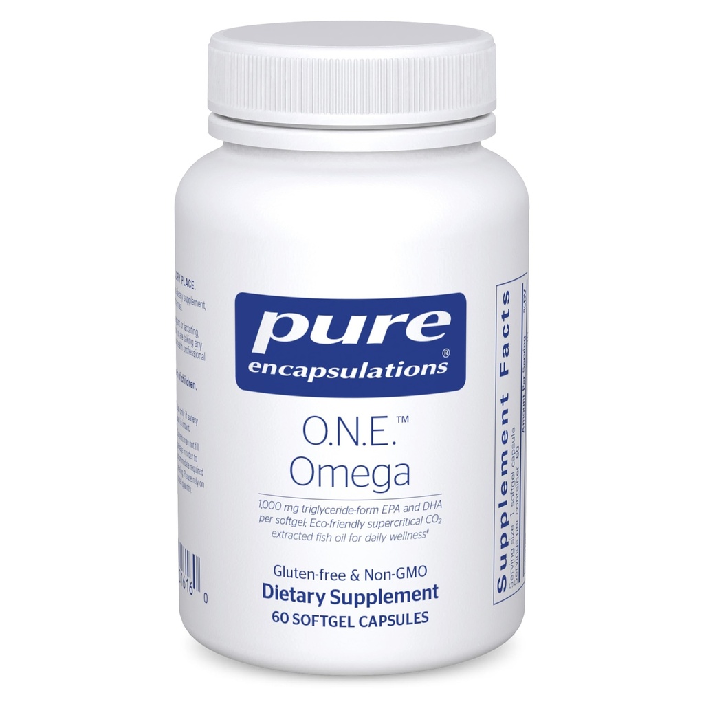 Pure Encapsulations O.N.E. Omega - Rybí olej Supplement for Heart Health, Joints, Skin, Eyes, and Cognition* - Rybí olej koncentrát s EPA a DHA - 60 Softgel kapsuly