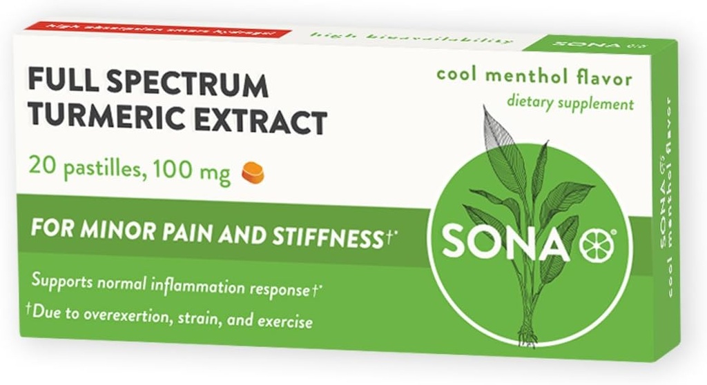 SONA Turmeric Pastilles, Rozpúšťa sa v ústach, 600% Vyššia absorpcia kurkumínu v porovnaní s kapsulami