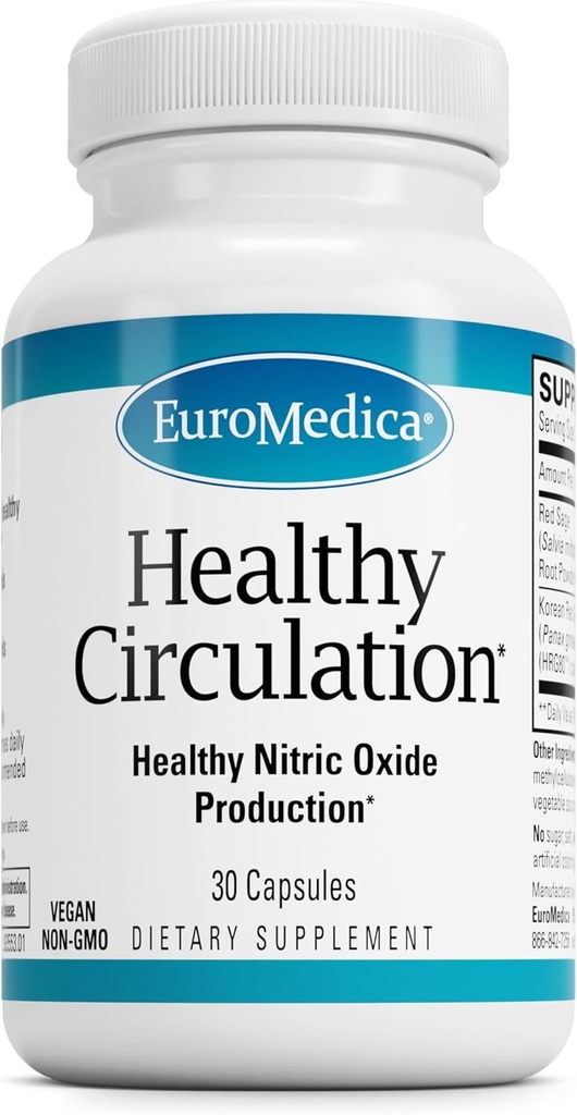 EuroMedica Healthy Circulation - Dietary Supplement for Healthy Circulation Support - Healthy Blood Flow & Heart Function Aid - Non-GMO & Vegan Kapsule - 30 Kapsule (30 Servings)