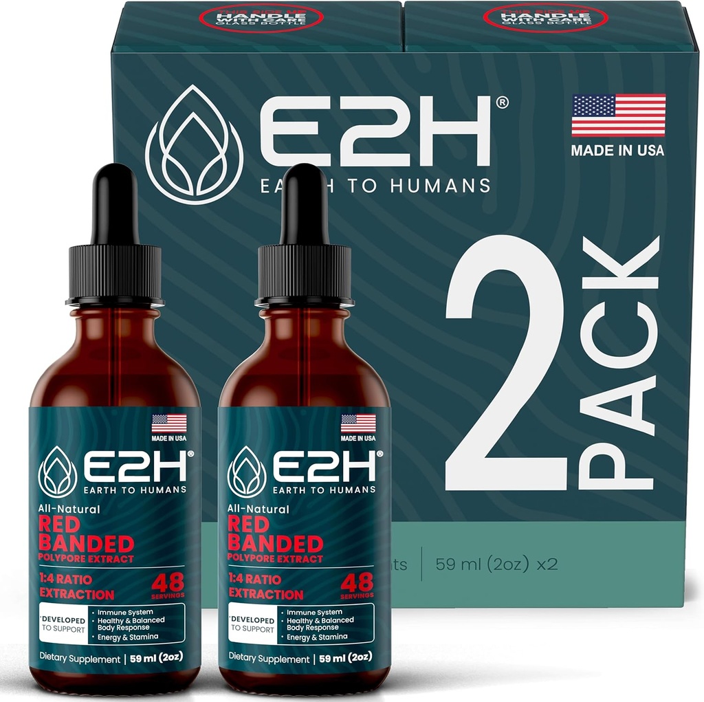 E2H Red banded polypore extrakt - Huba doplnok Formula pre imunitnú podporu, trávenie zdravie, energie a prírodnej imunity Boost (2 fľaše)