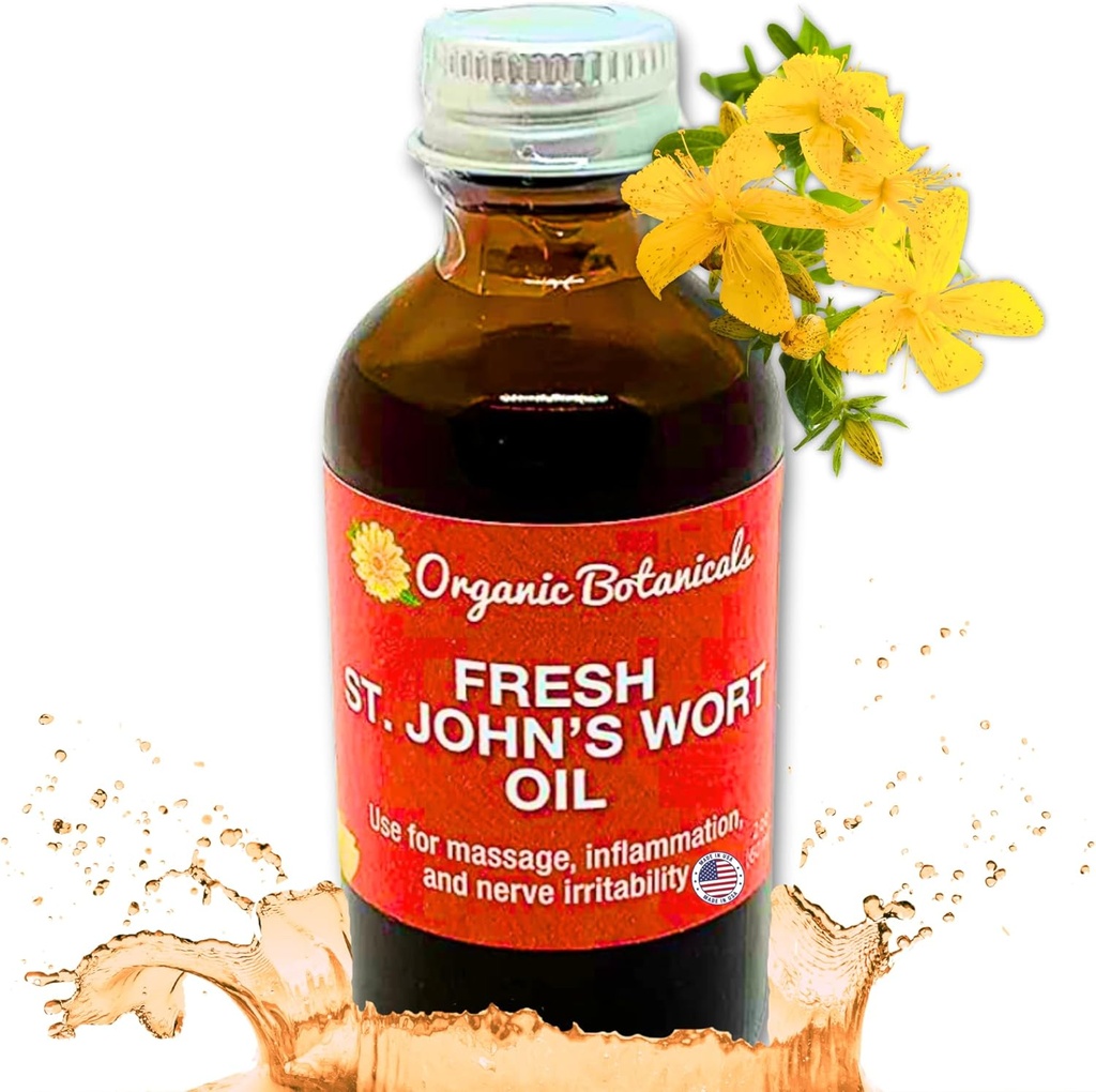Herbals Fresh St. Johns Wort Oil - Wild Harvested in USA, Natural Solution for Nerve Discomfort, Skin Eruptions, Wound Care, Jazva, a Stretch Marks - koža, tvár, telo, vlasy, masážny olej (2 Oz)