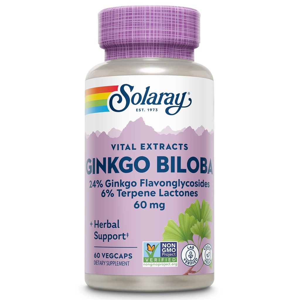 SOLARAY Ginkgo Biloba Extract, 60mg 60 count