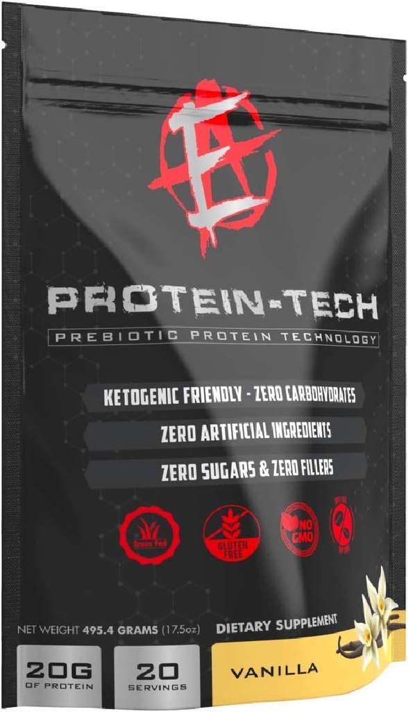 Vylepšené laboratóriá - Protein Tech - Smart Collagen Protein Powder pre mužov a ženy - Keto Friendly, Tuk, Dairy, Carb & Sugar Free Protein Supplement (20 Servings) (Vanilla)