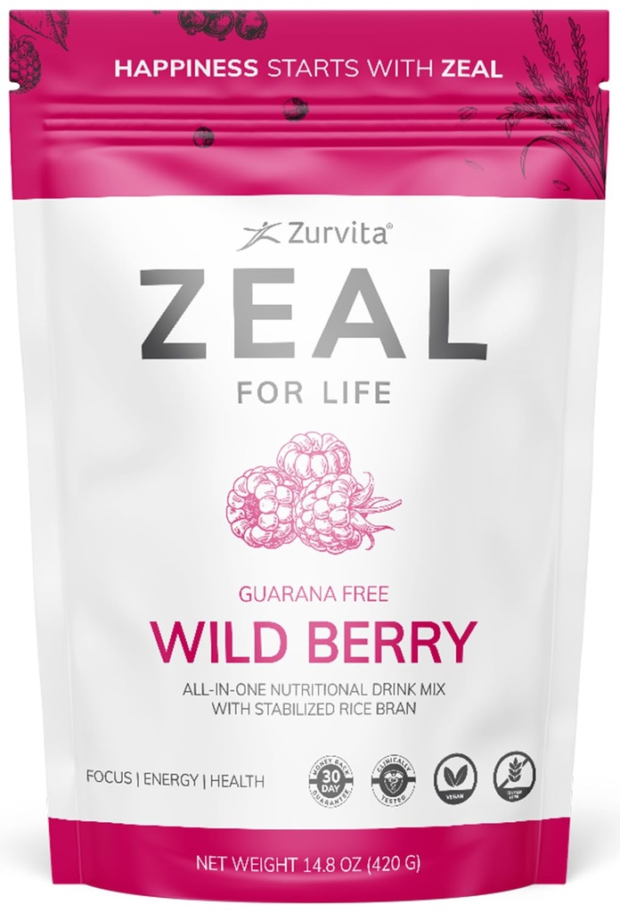 Zurvita - horlivosť pre život 30-Deň Wellness taška - Wild Berry (Guarana zadarmo) - Nutričný doplnok pre vitality, imunita, a wellness - 420 Grams