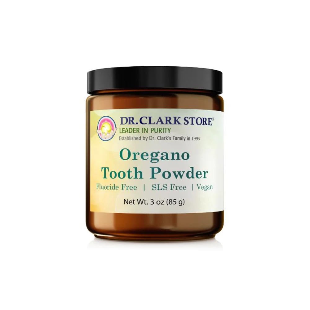 Dr Clark Oregano Zubný prášok 3oz, prírodné orálne zdravie a zubné bielenie Formula