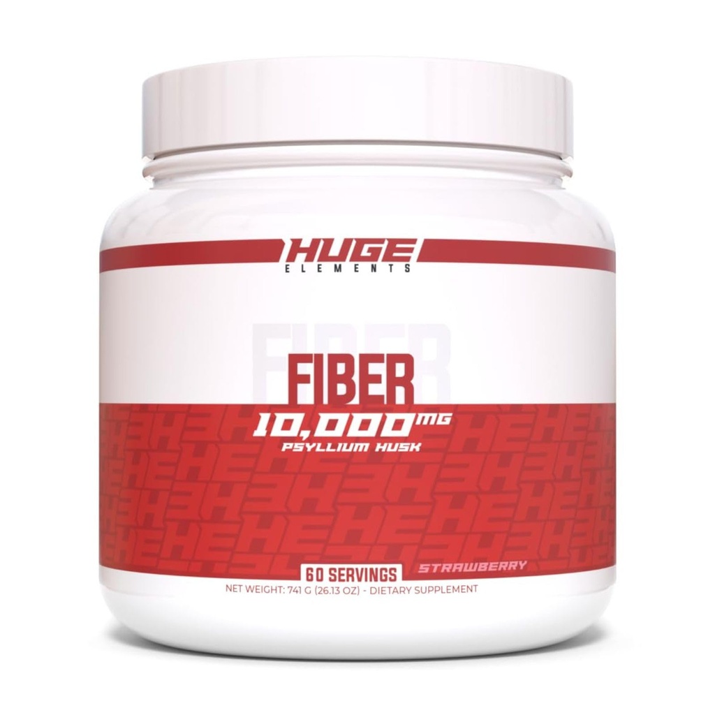 Obrovské doplnky Fiber, 10 Grams of Premium Psyllium Husk Powder, Rozpustné Fiber for Digestive Health & Functions, Natural Prebiotic with Delicious Flavors (60 Servings) (Jahoda)