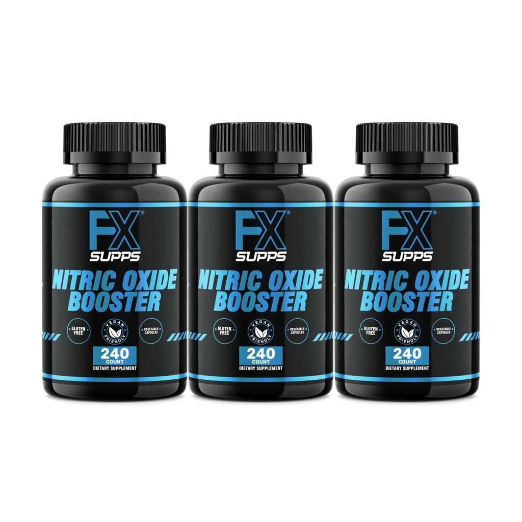 FXSUPPS Posilňovač oxidu dusnatého - Doplnok k cvičeniu oxidu dusnatého s L-arginínom a Beta alanínom pre energiu, cievnosť, čerpadlo svalov, zdravie srdca a krvný tok, 240 počet (3-Pack)