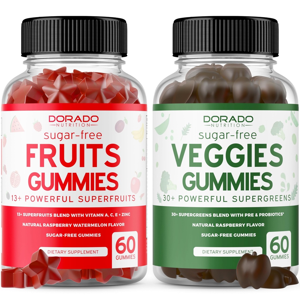 Ovocie a zelenina Supplement (120 Gummies) - Premium Sugar-Free Superfood Super Zelené a ovocné Gumies pre dospelých - Imunita podpora pre mužov a ženy - Non GMO, Vegan Safe & Made in USA