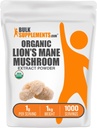 BulkSupplementments.com Organic Lion's Mane Mushrom Extract Powder - Lions Mane Supplement Powder, Superfood for Well-Being - Vegan, 1g per Serving, 1kg (2,2 lbs) (Pack of 1)