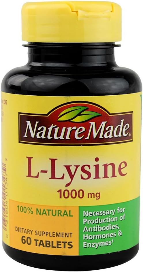 Príroda Vyrobené extra sila L-lyzín 1000 mg tablety, 60 Počet pre Protein Synthesis (Pack of 3)