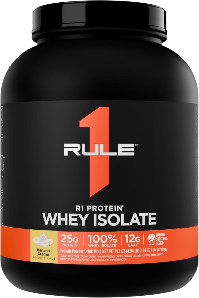 Článok 1 R1 Proteín Srvátkový izolát - s 25g proteínom & 6g BCAA Exkluzívne z izolovaných a hydrolyzovaných zdrojov pre zotavenie z tréningu (5 libier*, Banana Crème)