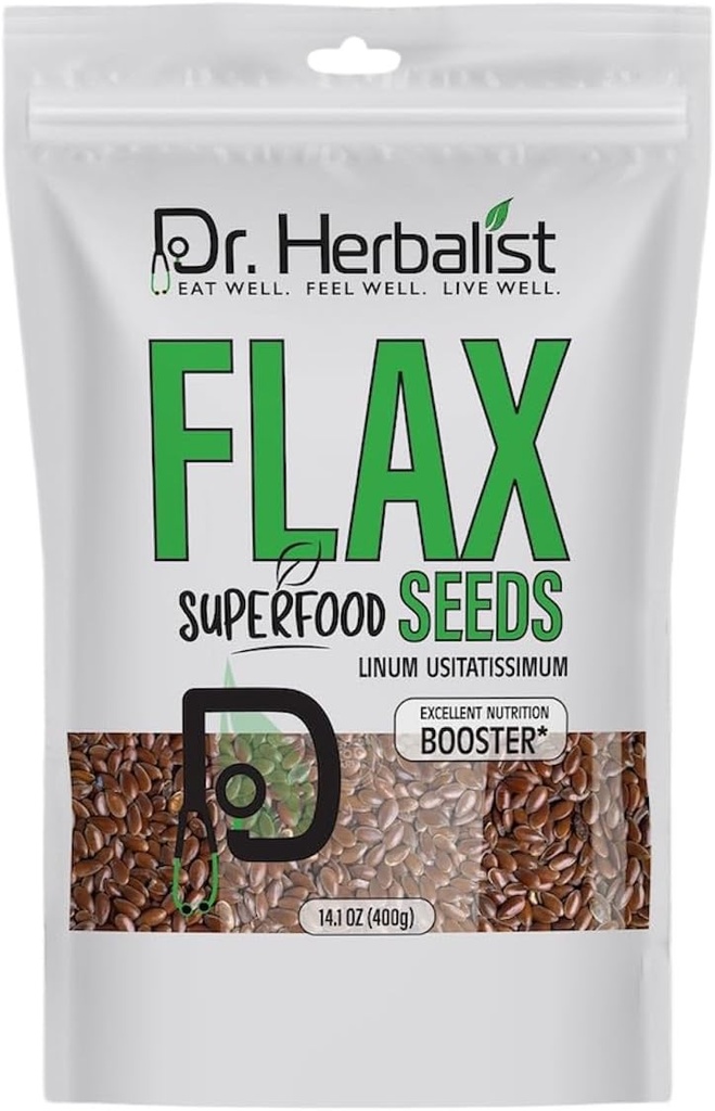 Dr. HERBALIST ľanové semená 400g,Linum Usitatissimum,Alsi Seeds,Super Food, Essential Omega Mastné kyseliny, High in Plant-Based Protein, and Fiber, for Smoothies, Peking, for Easy Digestion and Absorbtion