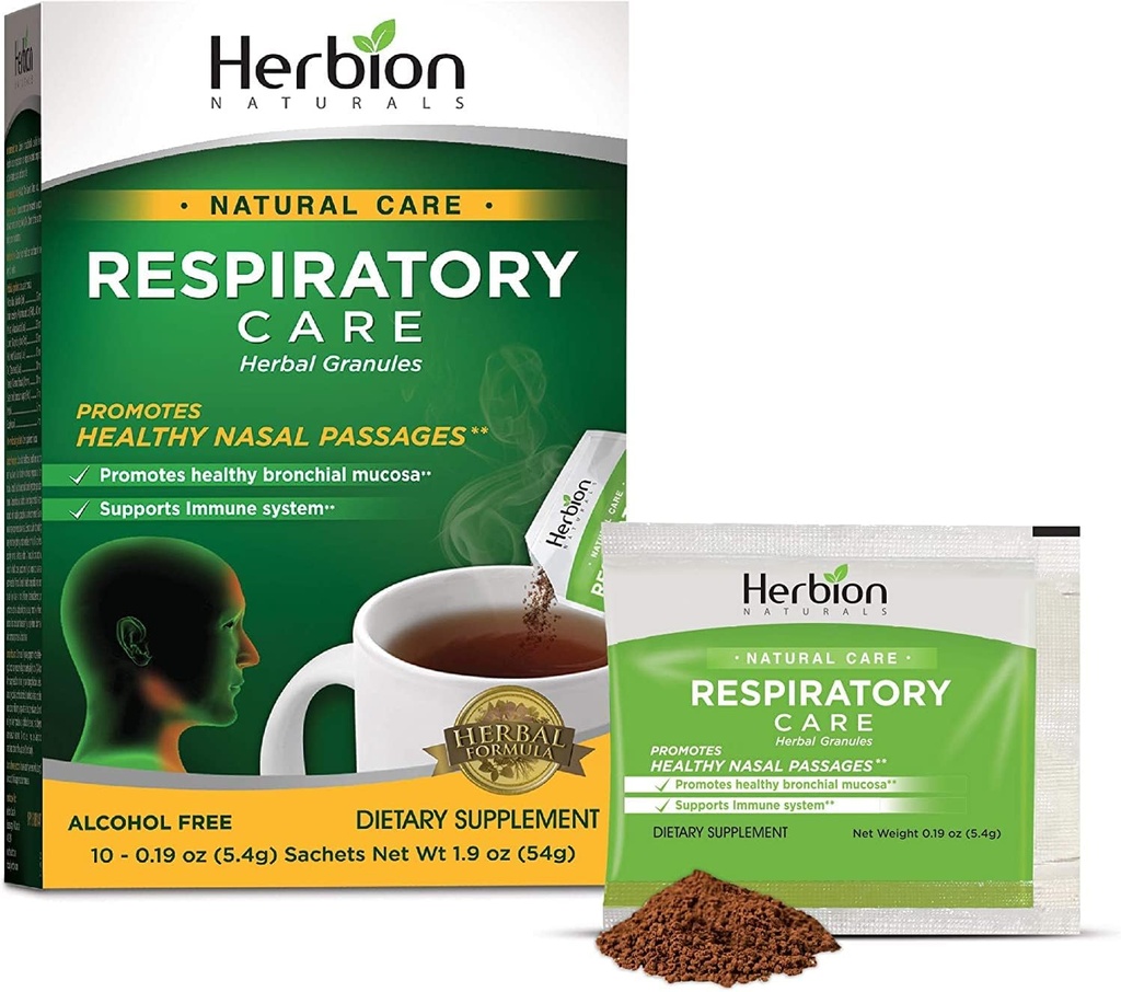 HERBION Naturals Respiratory Care bylinný granulát 10 Ct, pre celú rodinu, zdravé respiračné funkcie, Relives Cough, 10 gróf, balenie po 1