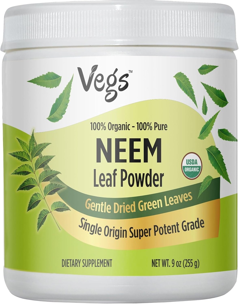 Organické Neem Leaf prášok - mrazené sušené pravá zelená Neem listy prášok - podporuje rast vlasov, koža a Gut zdravie, čistenie, imunita - 9 oz