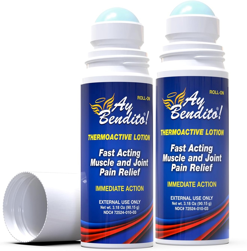 Ay Bendito! Termoaktívny krém pre rýchlejšiu úľavu od bolesti na kĺboch a svalovej funkcii - 3.18 oz Roll-on - dva balenia