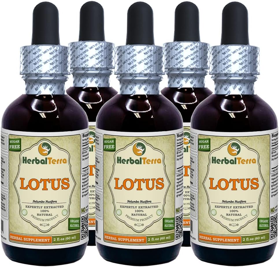 Lotus, Xi Xin (Nelumbo Nucifera) sušený kvapalný extrakt z kmeňa stem (meno tela: bylinnáTerra, hrdo vyrobené v USA) 5x2 oz