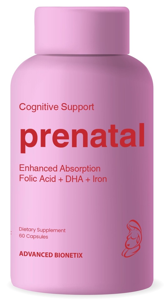Biologicky dostupné prenatálne vitamíny pre ženy, prírodné metylované folátová kyselina, DHA Omega 3. Multivitamín Pre, počas a po tehotenstve