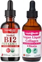 KvapalnáHEALTH organické metyl B12 5000mcg vitamín kvapky s Tart Cherry Juice & 100% Vegan Plant-Based Collagen Plus Biotin kvapky - prírodná energia Boost, zlepšiť zameranie, rast vlasov a nechtov, zdravie kože