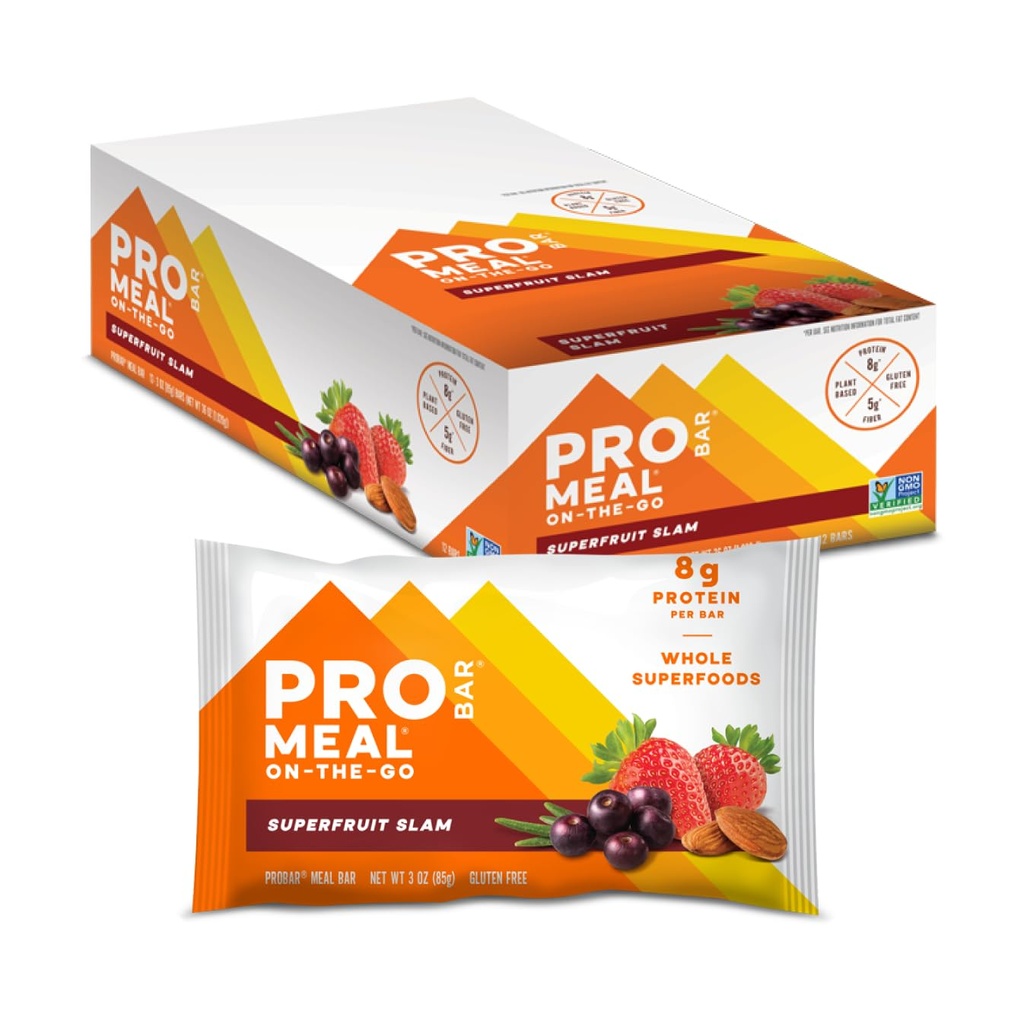 PROBAR - MÄSO Bar, Superfruit Slam, Non-GMO, Gluten-Free, Zdravé, Plant-Based, Celo-Potraviny zložiek, Prírodná energia (12 Počet)