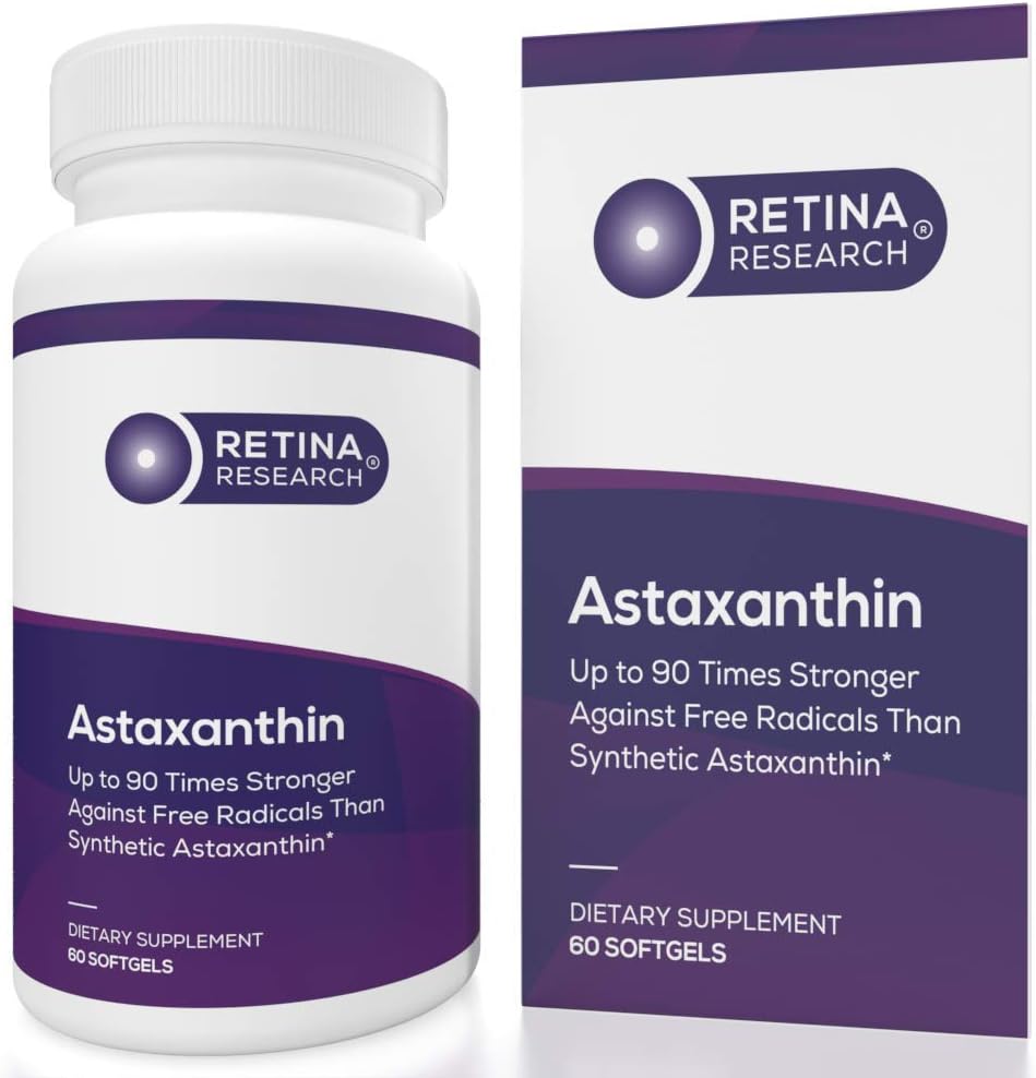 Prírodný astaxantín očný vitamín 10mg - Doplnky na podporu zdravia očí - Až 90 krát silnejší ako syntetický - Formuloval lekári - 3. Party Certified - 60 Softgels