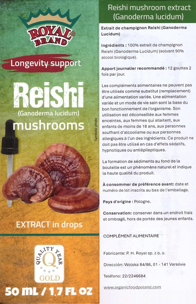 Reishi Mushroom Supplement/Our Reishi Mushroom Extract Propaguje dlhovekosť/Reishi Mushroom Tinture - 50ml / 1.7 Fl Oz