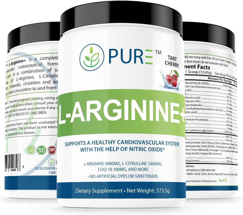 PURE L-arginín+ L-arginín+, L-arginín L Citrulín CoQ10 a viac! Podpora krvného tlaku, cholesterolu, energie, prietoku krvi, vývoja svalov a viac (Tropical Mango)