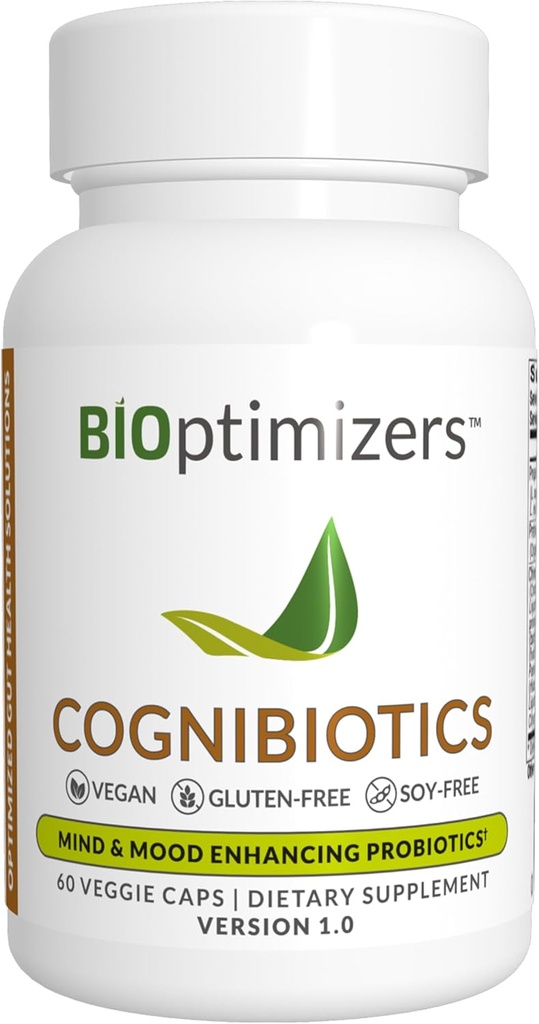 BIOptimizers Cognibiotics Probiotic Brain Supplement - Helps Support Mood, Better Focus, Memory, Mental Clarity - 60 Kapsule