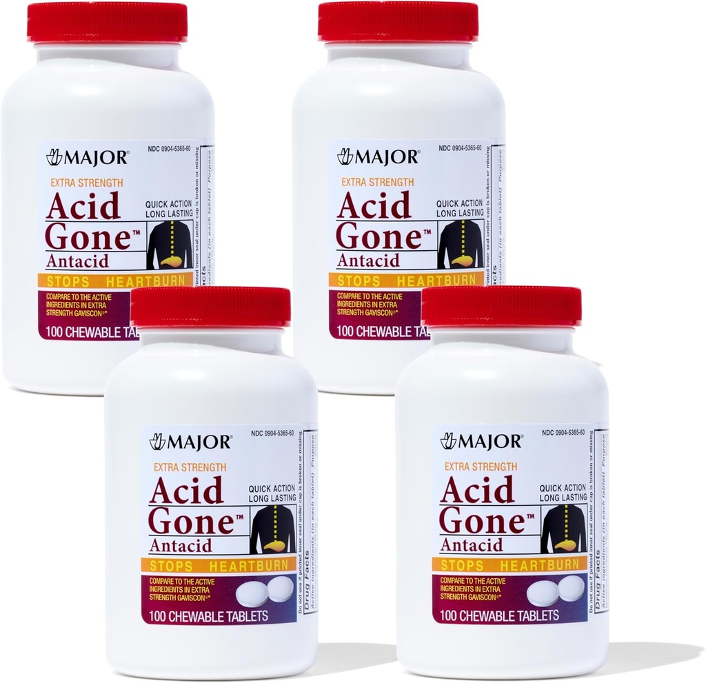 Veľká kyselina preč extra sila antacidum žuvacie tablety - Anti-Acid Relief - Acid Reflux Medicína pre dospelých - Narušenie žalúdka, kyseliny tráviace ťažkosti, a pálenie záhy - Long-Lasting - 100-Count (4 balenia)