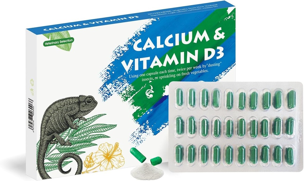 Vápnik plaz s pridaným vitamínom D3, Ideálne pre medvedí draci, korytnačky a ďalšie